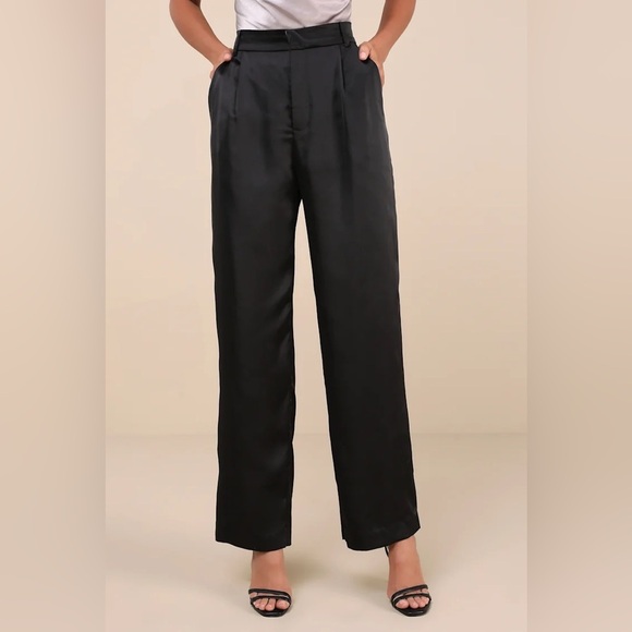 Lulus Pants - Lulus Flawless Behavior Black High-Rise Straight Leg Pants